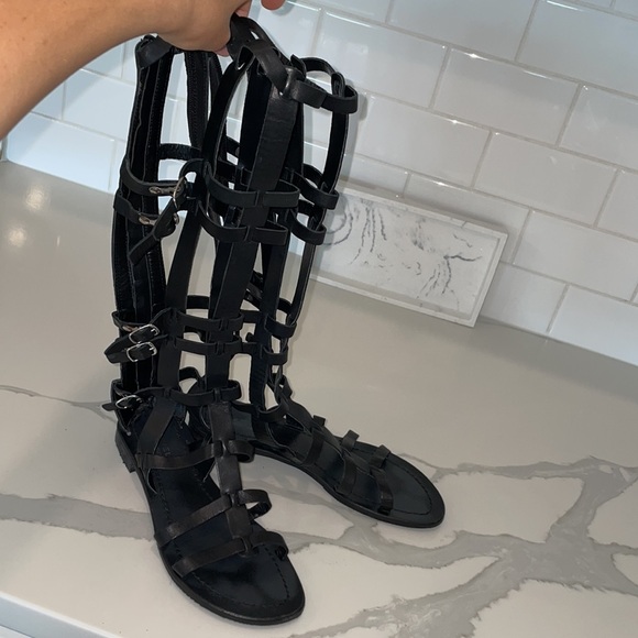 KURT GEIGER CARVELA Black Leather Gladiator Sandals Made in Italy Size 36 (6US) - Picture 7 of 11